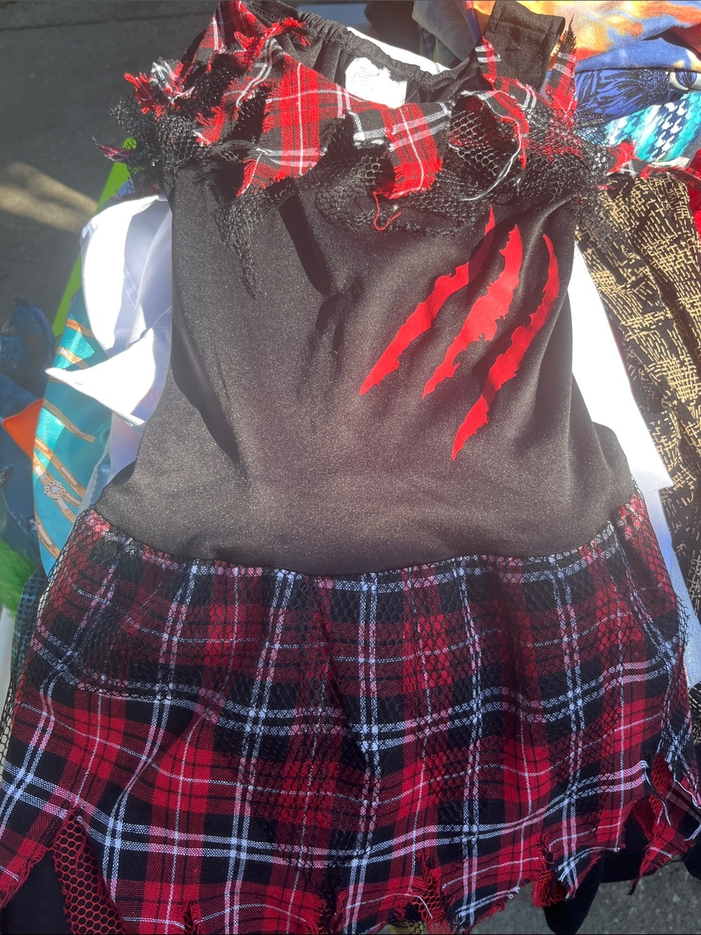 Kids Black and Red Plaid Monster Scratch Costume Dress